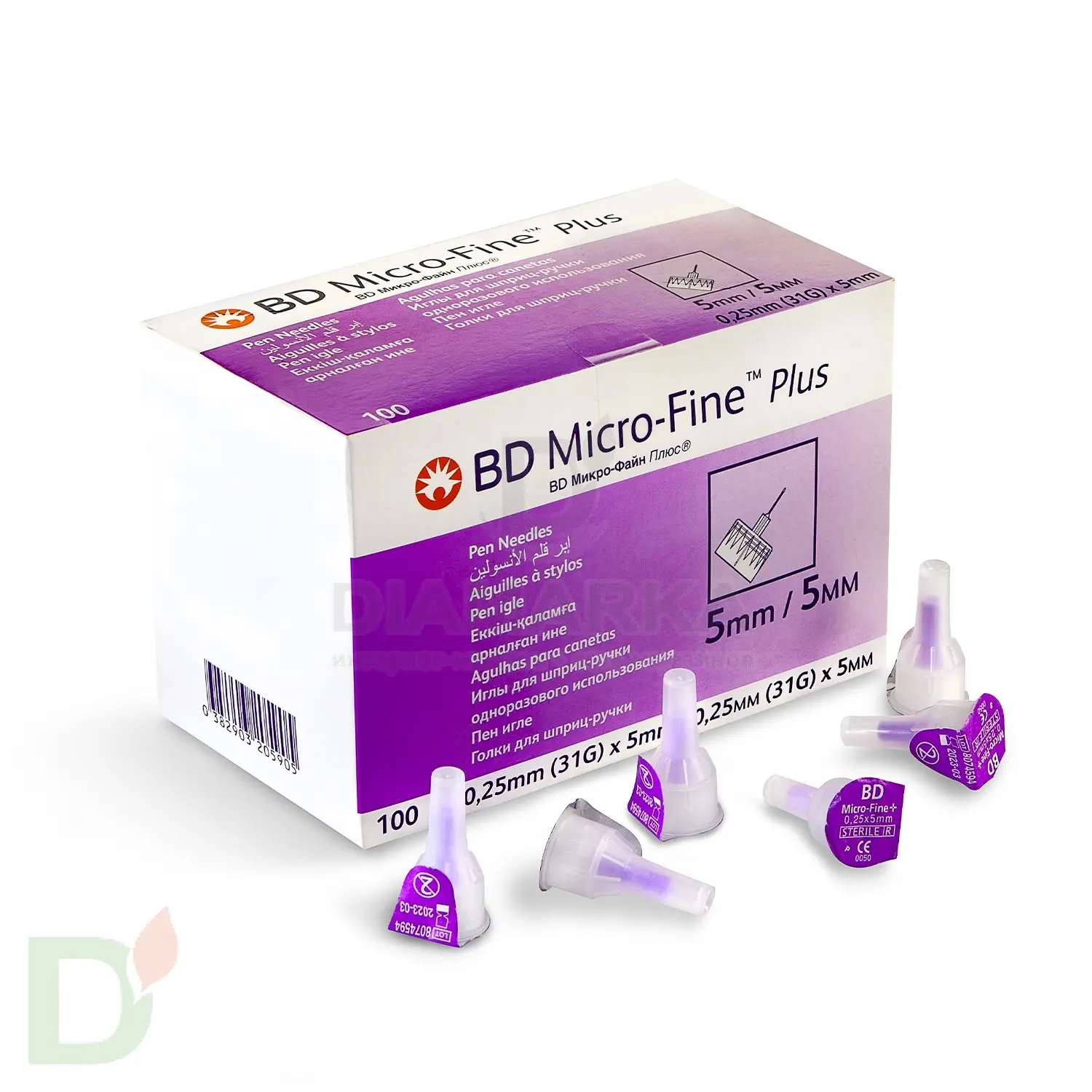 Иглы МикроФайн Плюс 5 мм (31G), 100 штук, для шприц ручек